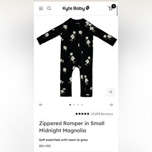 Kyte baby Zippered Romper Midnight Magnolia